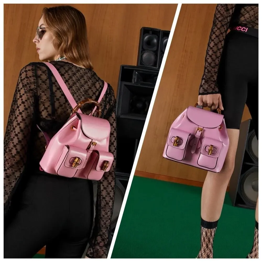 NIB Gucci Bamboo Backpack Pink Smooth Leather Top Handle $3,980 - Picture 2 of 16